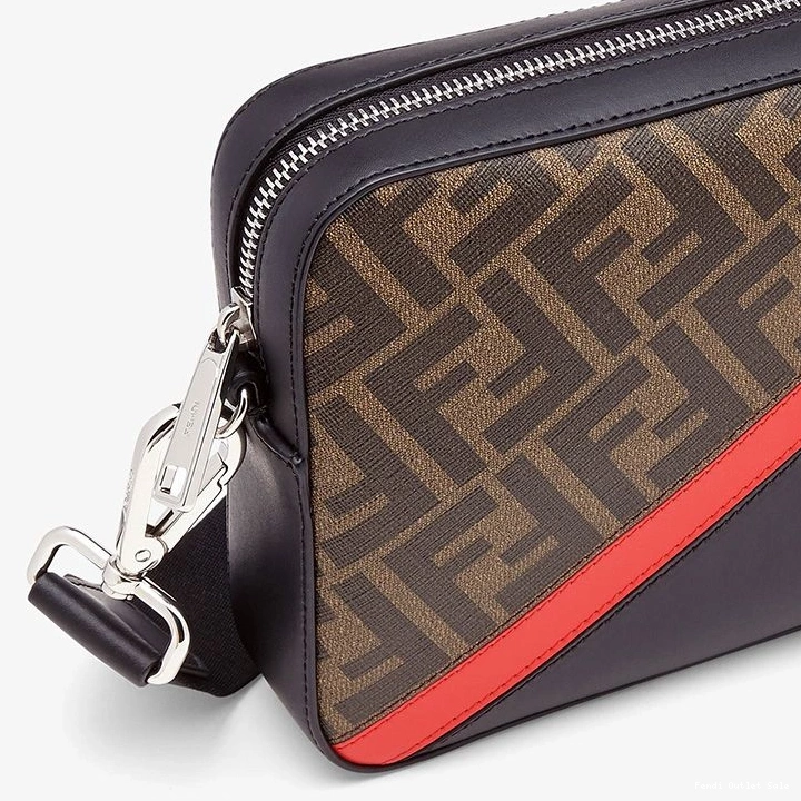 Cheap Red Motif Case In Fabric Fendi Brown FF Camera Compact 0817